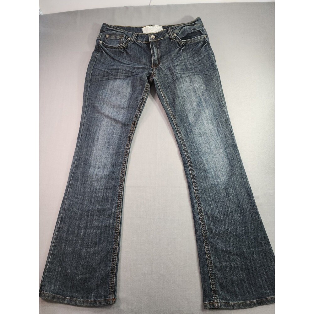 Dollhouse Women’s Dark Wash Bootcut Jeans Faded Denim Mid Rise Classic Fit Size - Picture 2 of 9